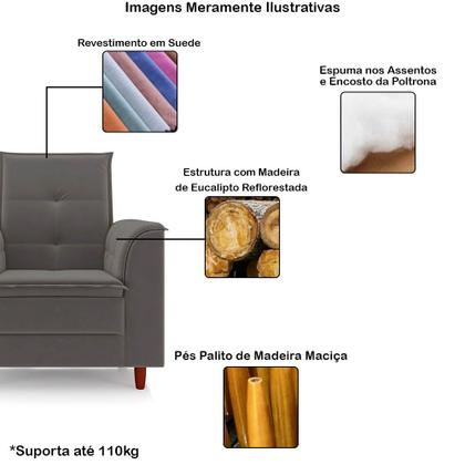 Imagem de Poltrona Amamentação Confortável Com Puff Ayla Suede