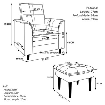 Imagem de Poltrona Amamentação Confortável Com Puff Ayla Suede