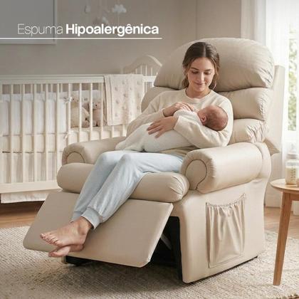 Imagem de Poltrona Amamentação Reclinável Retrátil Com Encosto Macio Leitura Descanso