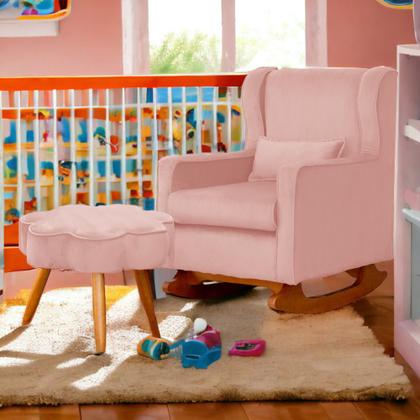 Imagem de Poltrona Aurora Amamentação Balanço - Sala De Estar - Quarto Amamentação Mais Puff Veludo - Estopar