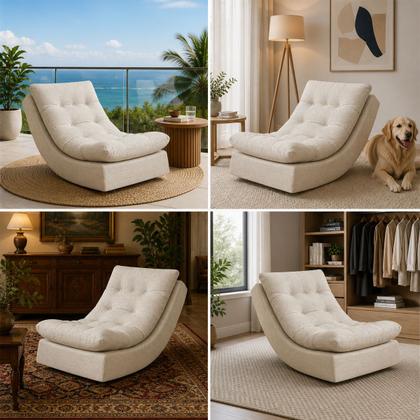 Imagem de Poltrona Balance Leve Balanço Linho Premium Easy Clean Luxo Para Sala Quarto Conforto Relaxante