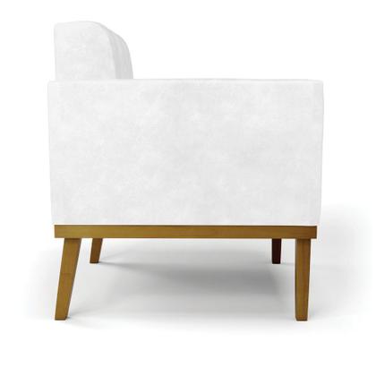 Imagem de Poltrona Base de Madeira Fixa Castanho Elisa Corano Branco D03 - D'Rossi