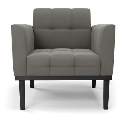 Imagem de Poltrona Base de Madeira Fixa Preto Kit 2 Elisa Suede D03 - D'Rossi