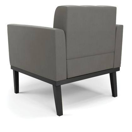 Imagem de Poltrona Base de Madeira Fixa Preto Kit 2 Elisa Suede D03 - D'Rossi