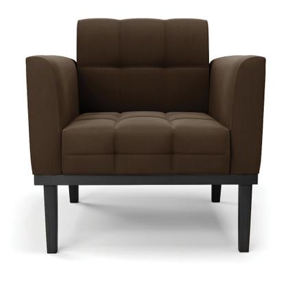 Imagem de Poltrona Base de Madeira Fixa Preto Kit 2 Elisa Suede D03 - D'Rossi