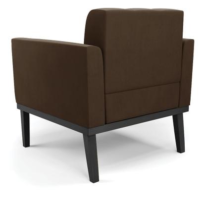 Imagem de Poltrona Base de Madeira Fixa Preto Kit 2 Elisa Suede D03 - D'Rossi