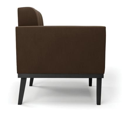 Imagem de Poltrona Base de Madeira Fixa Preto Kit 2 Elisa Suede D03 - D'Rossi