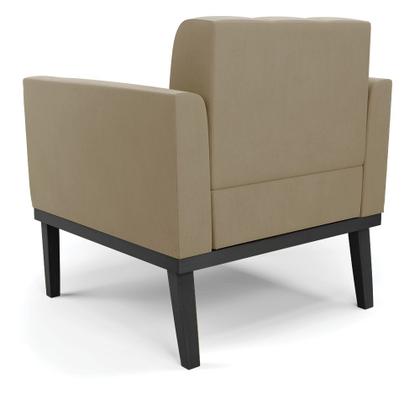 Imagem de Poltrona Base de Madeira Fixa Preto Kit 2 Elisa Suede D03 - D'Rossi