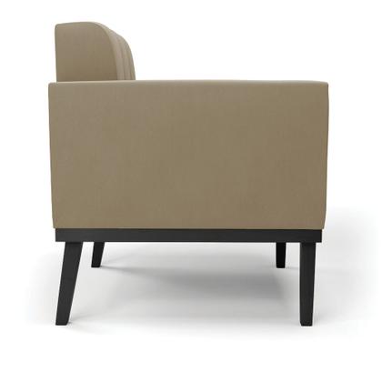 Imagem de Poltrona Base de Madeira Fixa Preto Kit 2 Elisa Suede D03 - D'Rossi