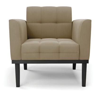 Imagem de Poltrona Base de Madeira Fixa Preto Kit 2 Elisa Suede D03 - D'Rossi