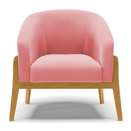 Imagem de Poltrona Base Madeira Castanho Cor Rose