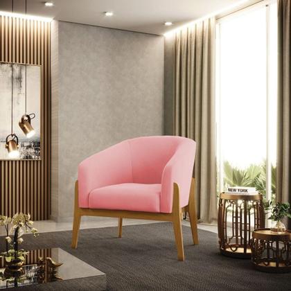 Imagem de Poltrona Base Madeira Castanho Cor Rose