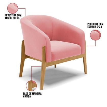 Imagem de Poltrona Base Madeira Castanho Cor Rose