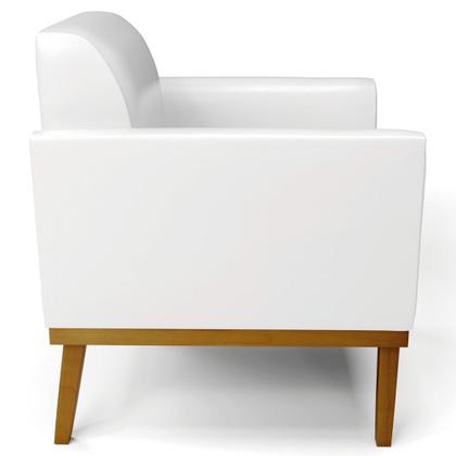 Imagem de Poltrona Base Madeira Castanho Kit 2 Maressa Sintético PU Branco - Ibiza