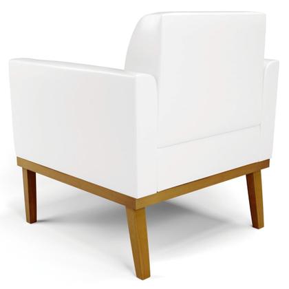 Imagem de Poltrona Base Madeira Castanho Kit 2 Maressa Sintético PU Branco - Ibiza