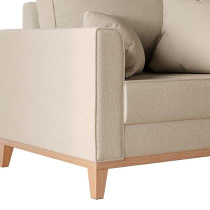 Imagem de Poltrona Beny Pés e Base em Madeira Linho Rústico Bege