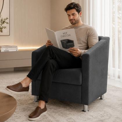 Imagem de Poltrona Bia em Suede Premium o com Pés Cromados - Design Moderno e Confortável