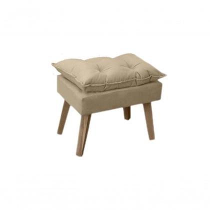 Imagem de Poltrona-cadeira Decorativa Com Puff Glamour Opala Com Pés Quadrado Bege Linho