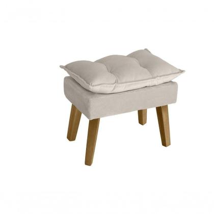 Imagem de Poltrona-cadeira Decorativa Com Puff Glamour Opala Com Pés Quadrado Bege