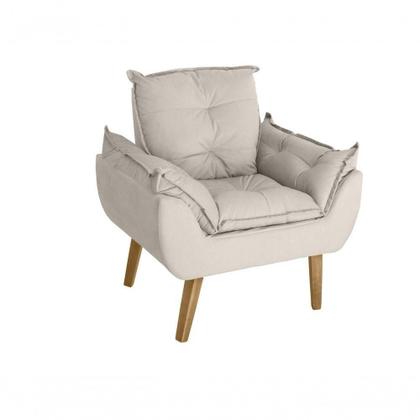 Imagem de Poltrona/cadeira Decorativa E Puff Glamour Opala Com Pés Quadrado Bege