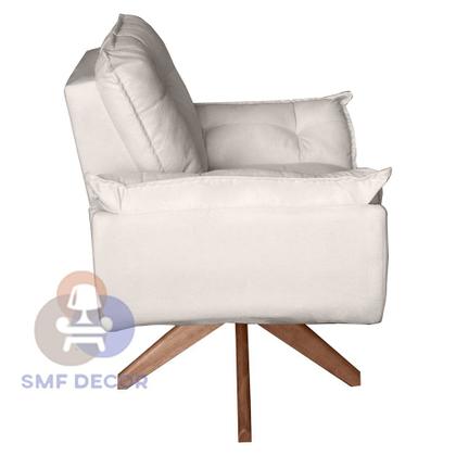 Imagem de Poltrona/Cadeira Decorativa Glamour Opala Com Base Giratória 30cm em Madeira Bege
