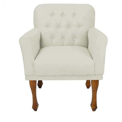 Imagem de Poltrona Cadeira Decorativa  Mona com Strass Sala de Estar Recepção Escritório Suede Bege - Damaffê Móveis