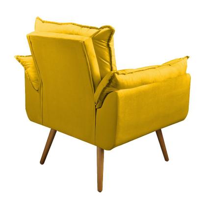 Imagem de Poltrona Cadeira Decorativa Opala Quarto Veludo Amarelo