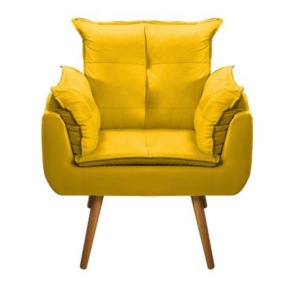 Imagem de Poltrona Cadeira Decorativa Opala Quarto Veludo Amarelo