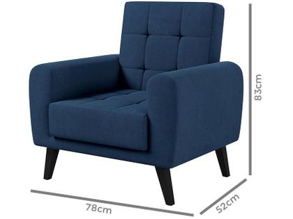 Imagem de Poltrona Cadeira Decorativa Pés Madeira Livia Azul Matrix