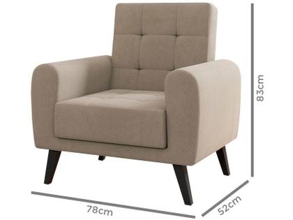 Imagem de Poltrona Cadeira Decorativa Pés Madeira Livia Bege Matrix