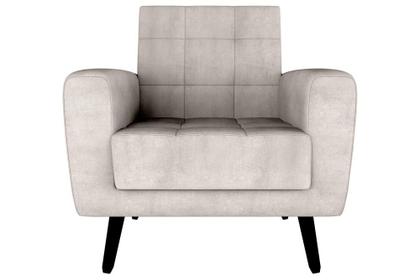 Imagem de Poltrona Cadeira Decorativa Pés Madeira Livia Bege Matrix