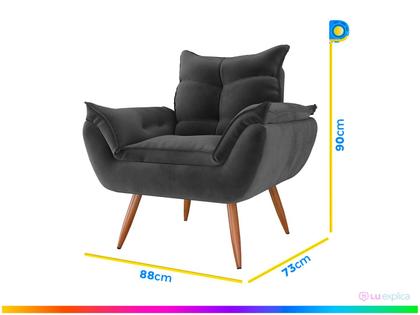 Imagem de Poltrona Cadeira Decorativa Pés Palito Tóquio Cinza Matrix