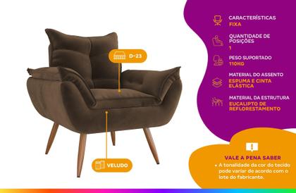 Imagem de Poltrona Cadeira Decorativa Pés Palito Tóquio Marrom Matrix