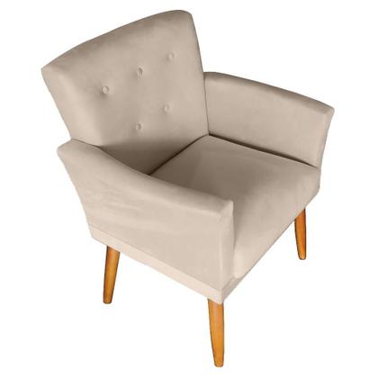 Imagem de Poltrona Cadeira Decorativa Retro Para Recepção Salão Beleza Sala Estar Nina Com Botões - Sued Bege