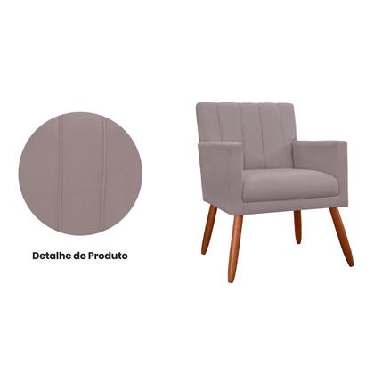 Imagem de Poltrona Cadeira Estofada Para Sala de Visitas Cecília Suede Rosê - LM DECOR