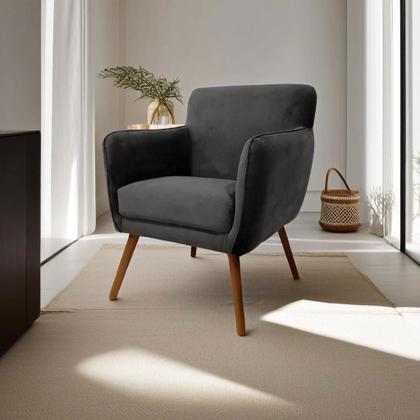 Imagem de Poltrona Cadeira Para Sala Maverick Com Apoio de Braço em Tecido Veludo Várias Cores Sentô