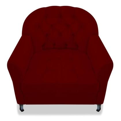Imagem de Poltrona Cadeira Sofá Julia com Botonê para Sala de Estar Recepção Escritório Quarto Suede Bordô - AM Decor