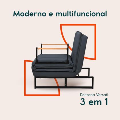 Imagem de Poltrona Cama 3 Em 1 Reclinável Versati Puff Retrátil Chaise Moderno Industrial Premium NE Loja