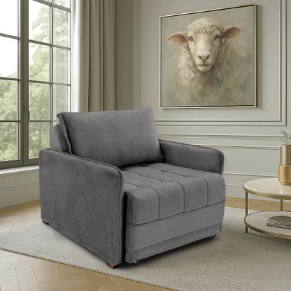 Imagem de Poltrona Cama Reclinável Retrátil Viena Boucle Grafite - Loja Sheep