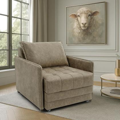 Imagem de Poltrona Cama Reclinável Retrátil Viena material sintético Castor - Loja Sheep