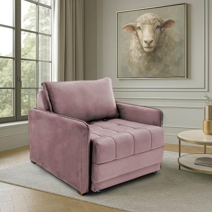 Imagem de Poltrona Cama Reclinável Retrátil Viena Veludo Rose - Loja Sheep