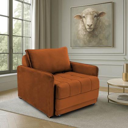 Imagem de Poltrona Cama Reclinável Retrátil Viena Veludo Terracota - Loja Sheep