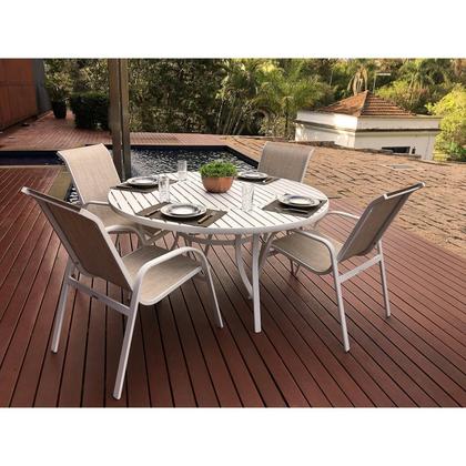Imagem de Poltrona Cannes para Jardim Alumínio com Tela Branco/Bege Mesclado
