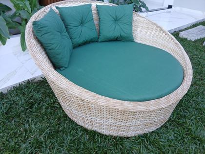 Imagem de Poltrona Chaise Orbital Jardim Varanda Área Externa Alumínio e Fibra Sintética Cor Natural