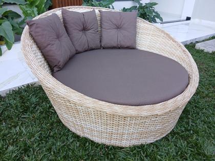 Imagem de Poltrona Chaise Orbital Jardim Varanda Área Externa Piscina Alumínio e Fibra Sintética Cor Natural