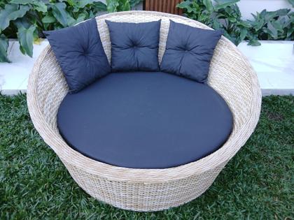 Imagem de Poltrona Chaise Redonda Jardim Varanda Área Externa Alumínio e Fibra Sintética Cor Natural