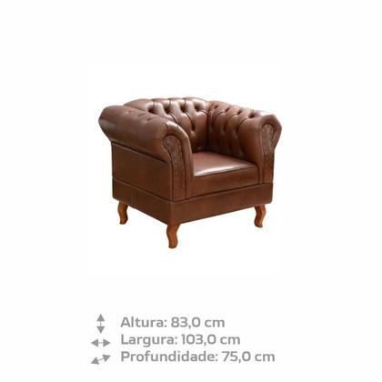 Imagem de Poltrona Chesterfield Duque Couro Caramelo Capitonê