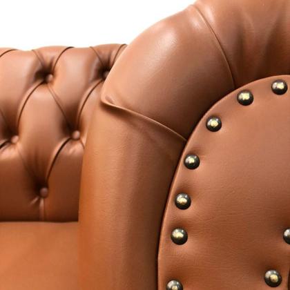 Imagem de Poltrona Chesterfield Duque Couro Caramelo Capitonê