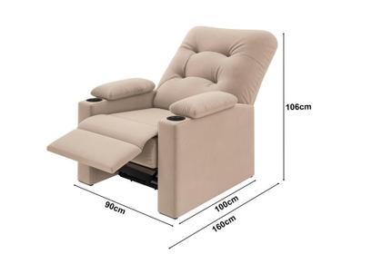 Imagem de Poltrona Columbia Retrátil/Reclinável porta copos Suede Capuccino - XFlex Sofás