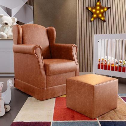 Imagem de Poltrona Com Balanço E Puff Elisa P02 material sintético Camel